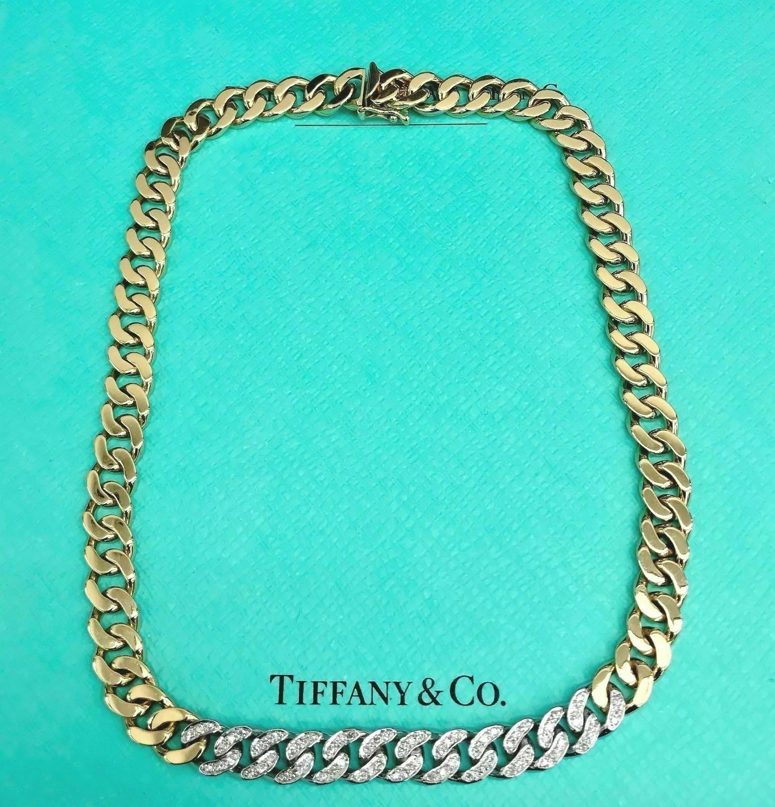 Diamond & Yellow Gold X Link Choker Necklace, signed Tiffany & Co.  (Vintage)