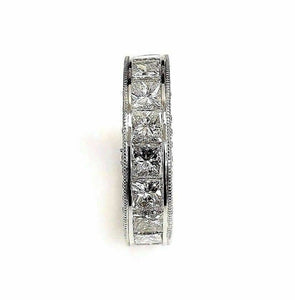 4.92 Carats Princess and Round Eternity Diamond Ring F VS VVS Diamonds Platinum