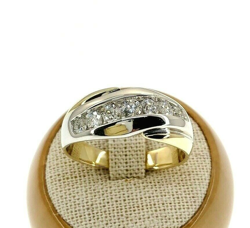 Mens 1.05 Carat t.w. Fine Jewelry Diamond Wedding Ring 14K Two Tone Gold