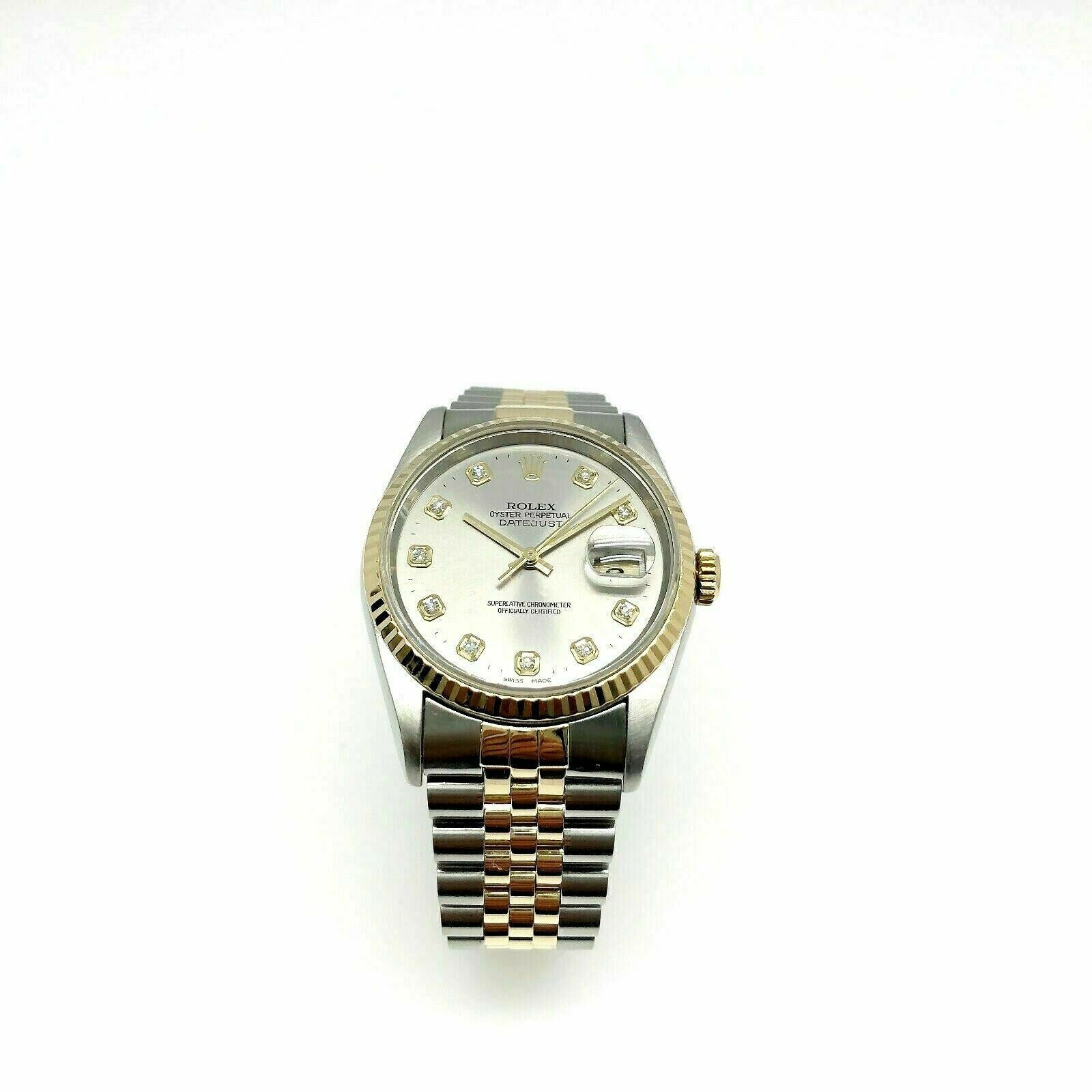 Rolex 36MM Datejust Watch 18K Yellow Gold Stainless Steel Ref 16233 Factory Dial