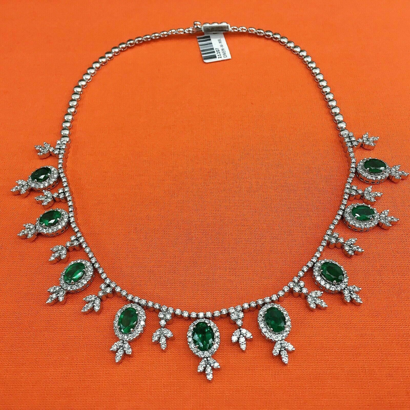 emerald and diamond necklace and earring set