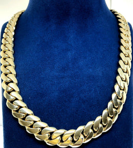 Men's Solid 14 Karat Yellow Gold Cuban Link Necklace Chain 575 Grams - 17 mm