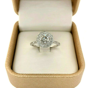 1.65 Carats t.w. Diamond Halo/Under Halo Wedding/Engagement Ring 18K White Gold