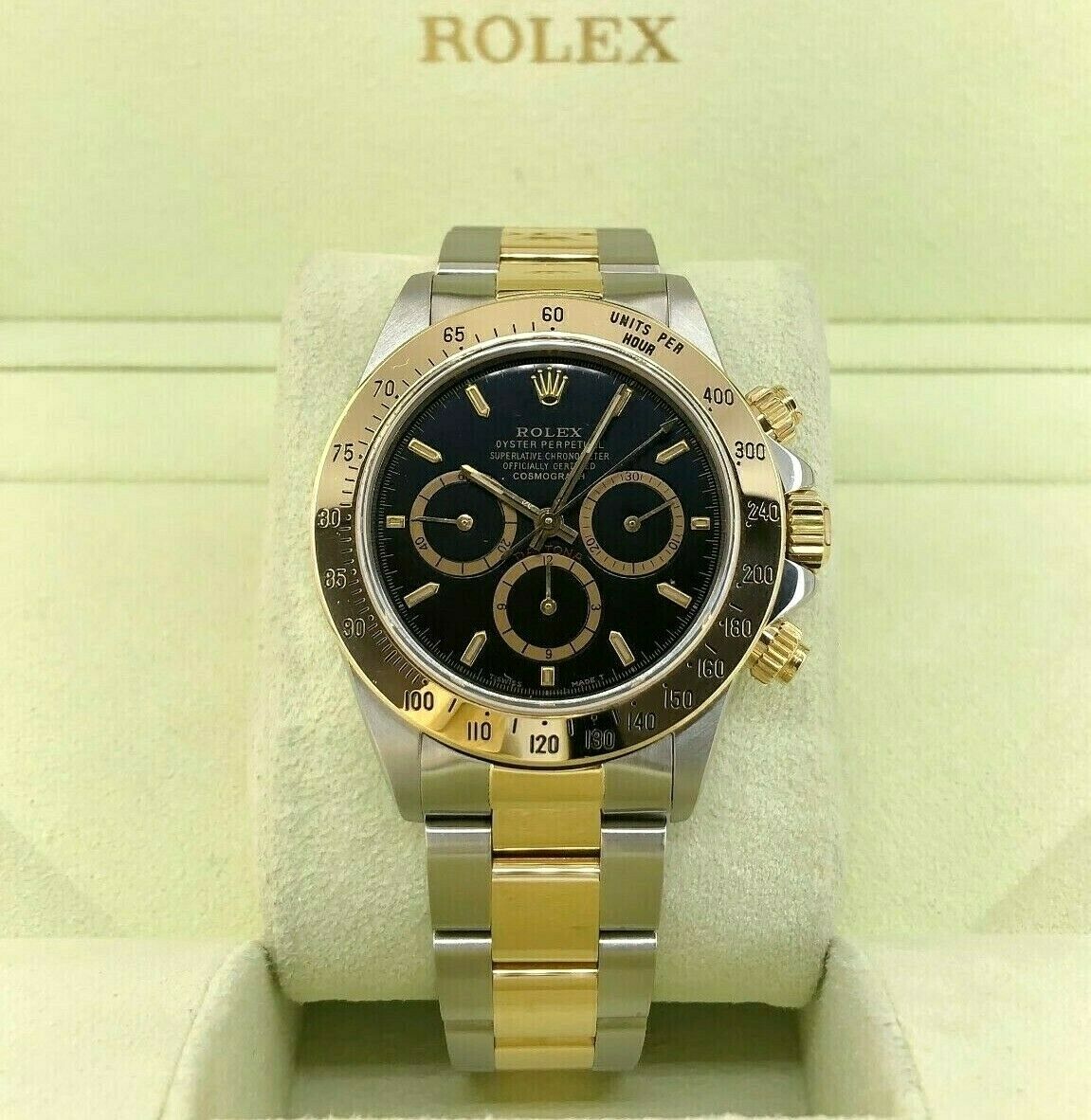 Rolex Cosmograph Daytona 40mm 18K Yellow Gold Steel Watch Ref 16523 U Serial