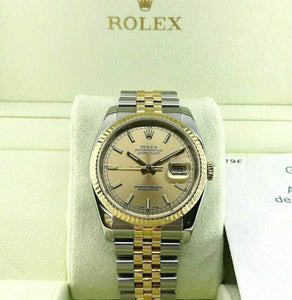 Rolex 36MM Datejust Watch 18K Yellow Gold Steel Ref 116233 F Serial Box Papers