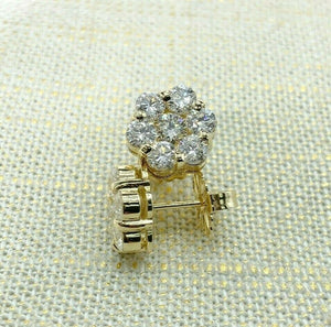 2.31 Carats t.w. Round Diamond Flower Cluster Stud Earrings 14K Yellow Gold