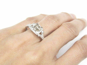 .54 TCW Natural Princess Cut Champagne Illusion Diamond Ring 18k White Gold