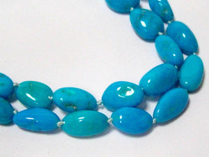 172.53 TCW Oblong Shape Persian Turquoise Bead String Necklace 14k 21 Inches