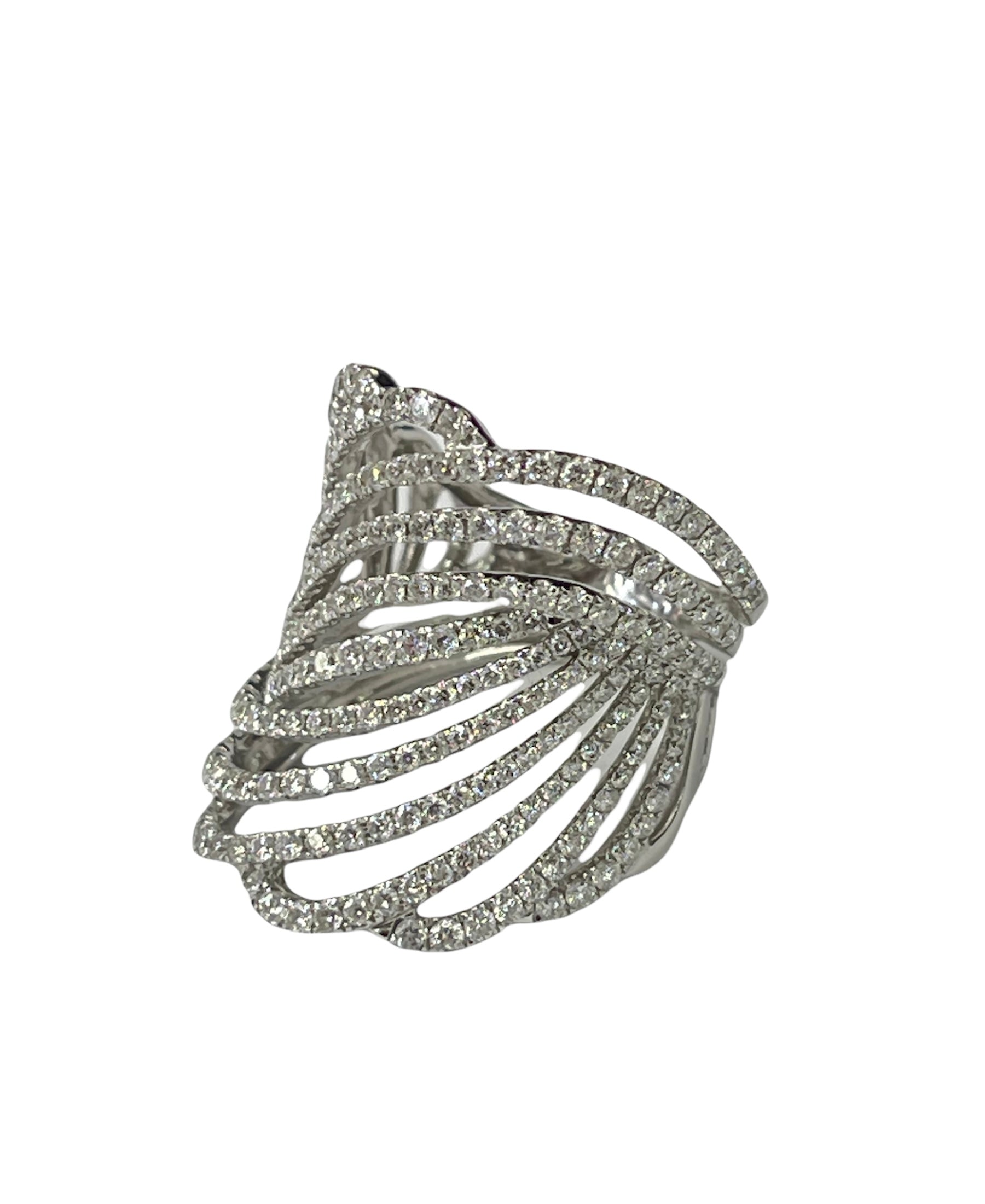 Tiara Diamond Ring With Round Brilliants White Gold 18kt
