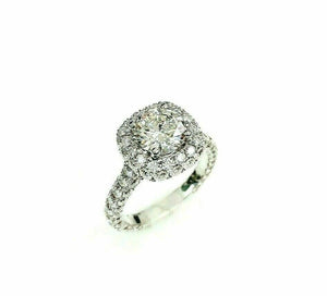 $21,835 Retail 2.93 Carats EGLUSA Round Diamond Puffed Halo Engagement Ring