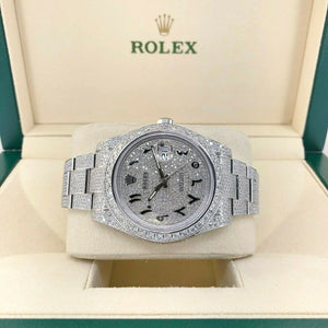 Rolex Datejust II 41mm 12 Carats Diamond Bust Down Iced Out Steel Watch 116300