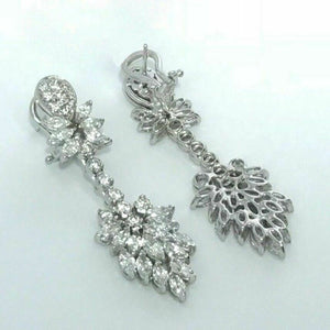5.40 TCW Diamond Dangle Earrings Luxury Round and Marquise Cut 18K White Gold