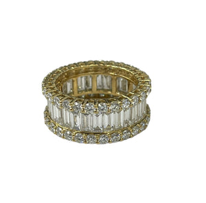 Baguette Natural Diamond Wide Band Ring Yellow Gold 18kt