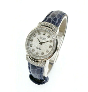 Rolex Cellini 26MM Cellissima 18k White Gold Watch 6673 All Factory Set Diamonds