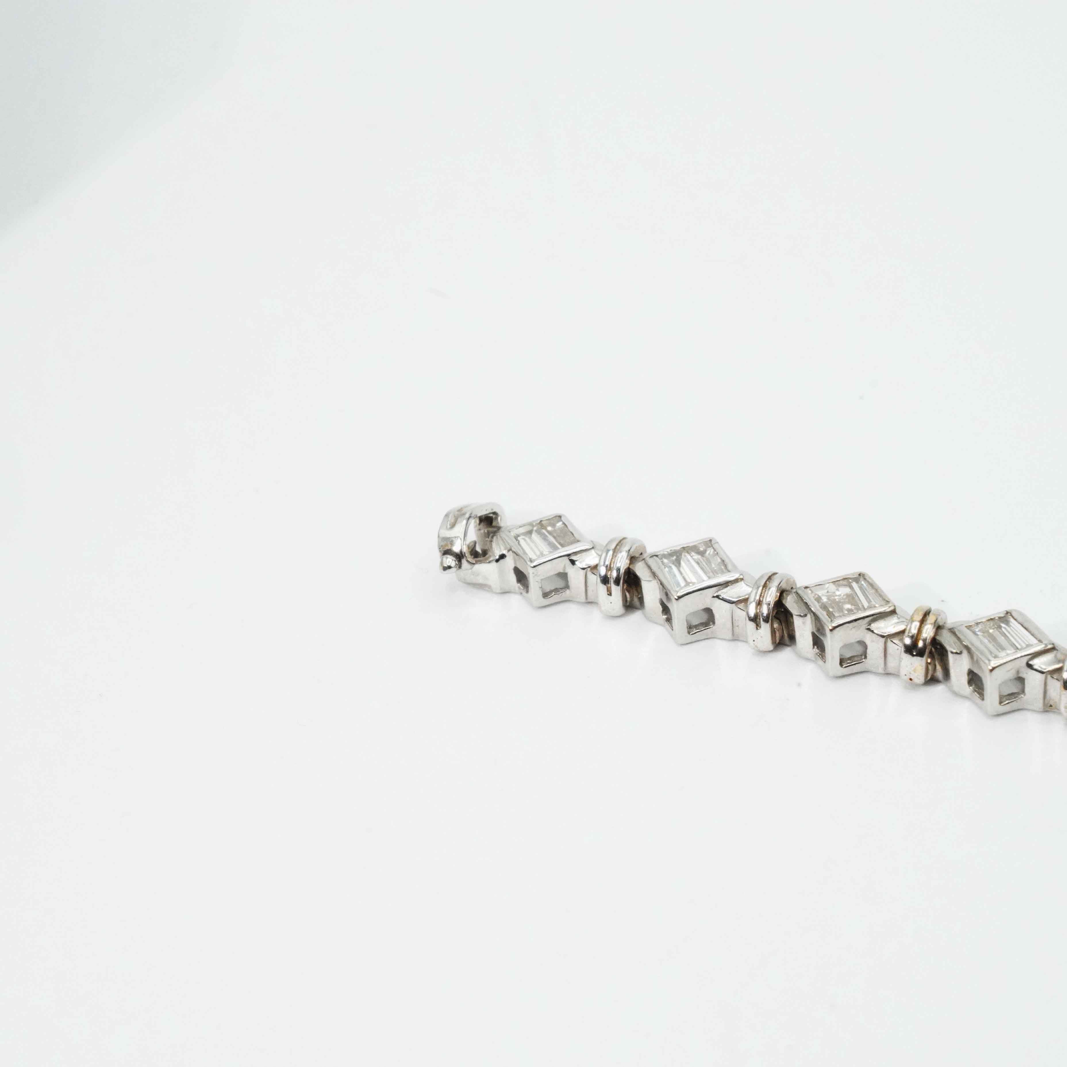Tennis Bracelet Diamond 14Kt WG 5.10 Carats Baguette cut Diamonds