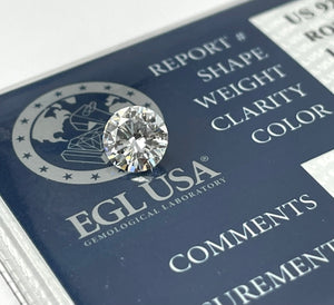 1.38 Carats D-SI2 Round Brilliants Diamond EGL-USA Certified FREE SETTING