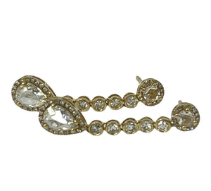 Pear Diamond Drop Dangling Earrings White Gold 14kt