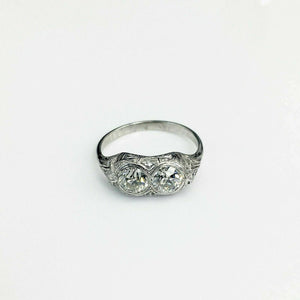Antique Art Deco Platinum Diamond Wedding Ring Circa 1940's Majority VS Diamonds