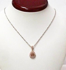 1.57 TCW Natural Pear Shape Champagne Diamond w/ Accents Pendant 14k Rose Gold