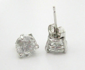 2.04 Total Carats Round Brilliant Cut Diamond Stud Earrings F-G I1-2 14k WGold