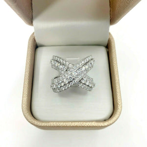 2.51 Carats t.w. Diamond 3 Row Bypass Wedding/Anniversary Ring 18KW Gold