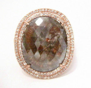 6.14 TCW Oval Brown Diamond w/ Accents Cocktail Ring Size 6.5 14k Rose Gold