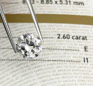 Loose GIA Diamond 2.60 Carats GIA Old European Cut Diamond GIA Certified E I1