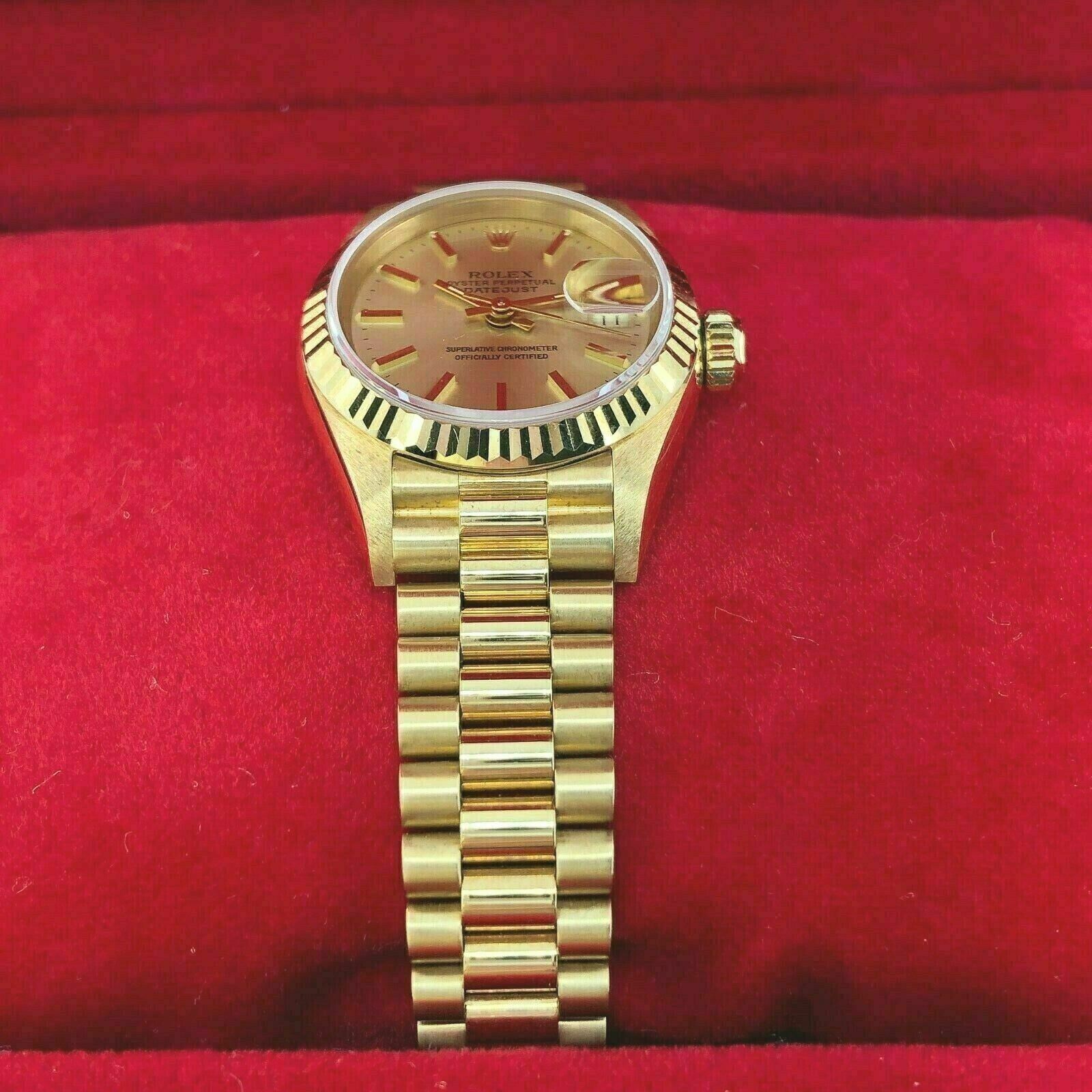 Rolex 26MM Lady President Datejust 18 Karat Yellow Gold Watch Ref # 69178 Papers