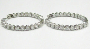 24mm 1.30 TCW Round Hoops In & Out Diamond Earrings G-H SI-1 14kt White Gold