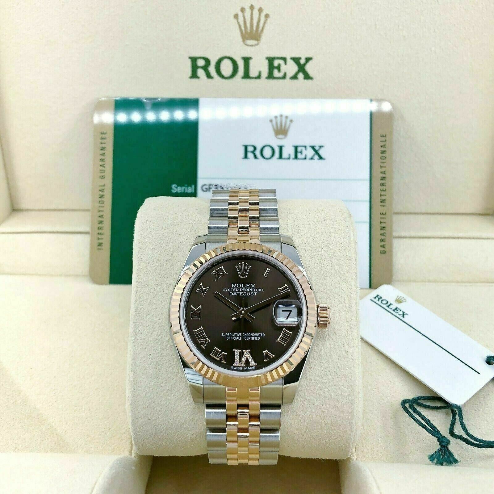 Rolex 31MM Lady Datejust 18K Rose Gold Steel Watch Ref # 178271 Factory Dial