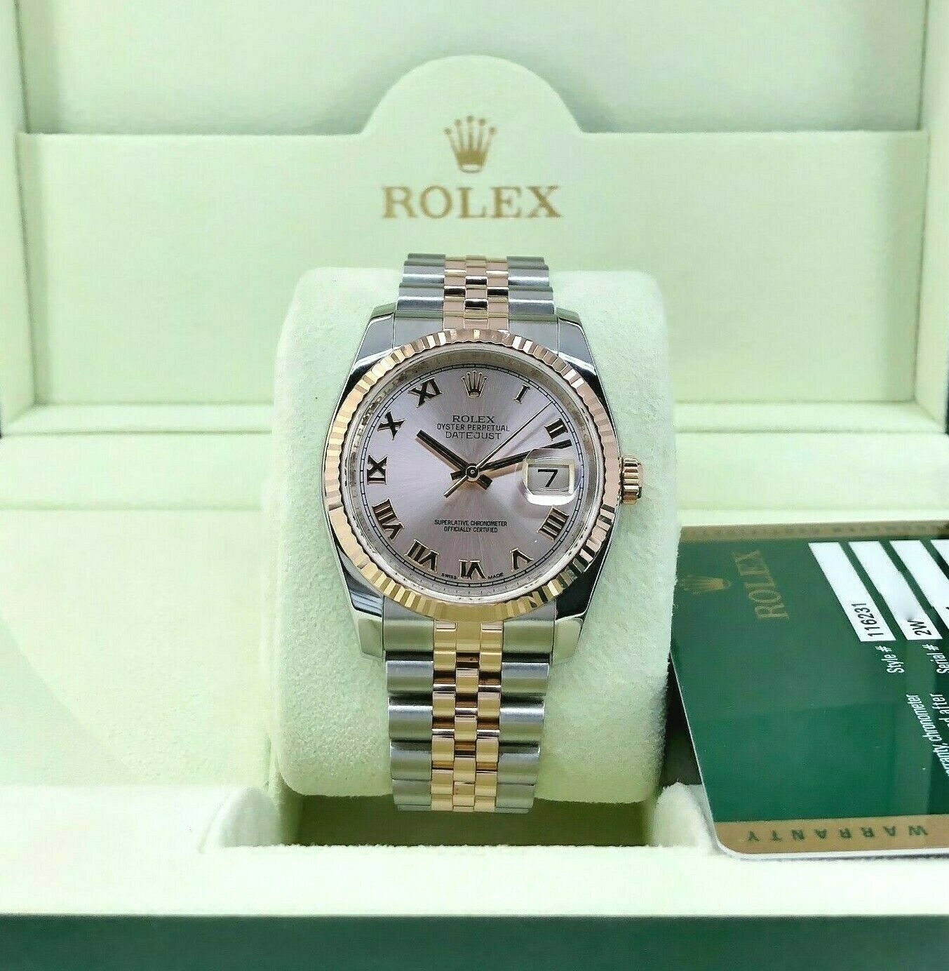 Rolex 36mm Datejust 18K Rose Gold Watch 18K Rose Gold Stainless Steel Ref 116231