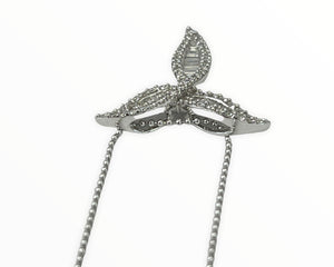 Fly Cross Baguettes Diamond Pendant Necklace White Gold 18kt