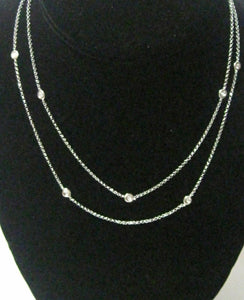 .60 TCW 31" Diamond By The Yard Bezel Strand Necklace G SI1 18k White Gold