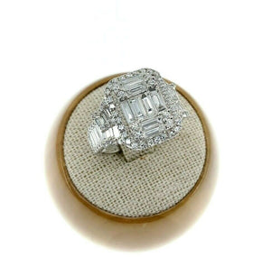 1.94 Carats Diamond Wedding Anniversary Ring Large Invisible Set Halo Center 18K