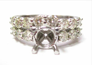 1.55 TCW Semi-Mounting Diamond Wedding Ring Set Size 6 H-I VS2 14k White Gold