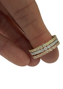 Tri-Color Stackable Eternity Diamond Rings Round Brilliants Diamonds 14kt Size 6