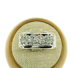 0.98 Carat t.w. Mens Diamond Brushed and High Polished Ring 14K Gold 11.8 Grams