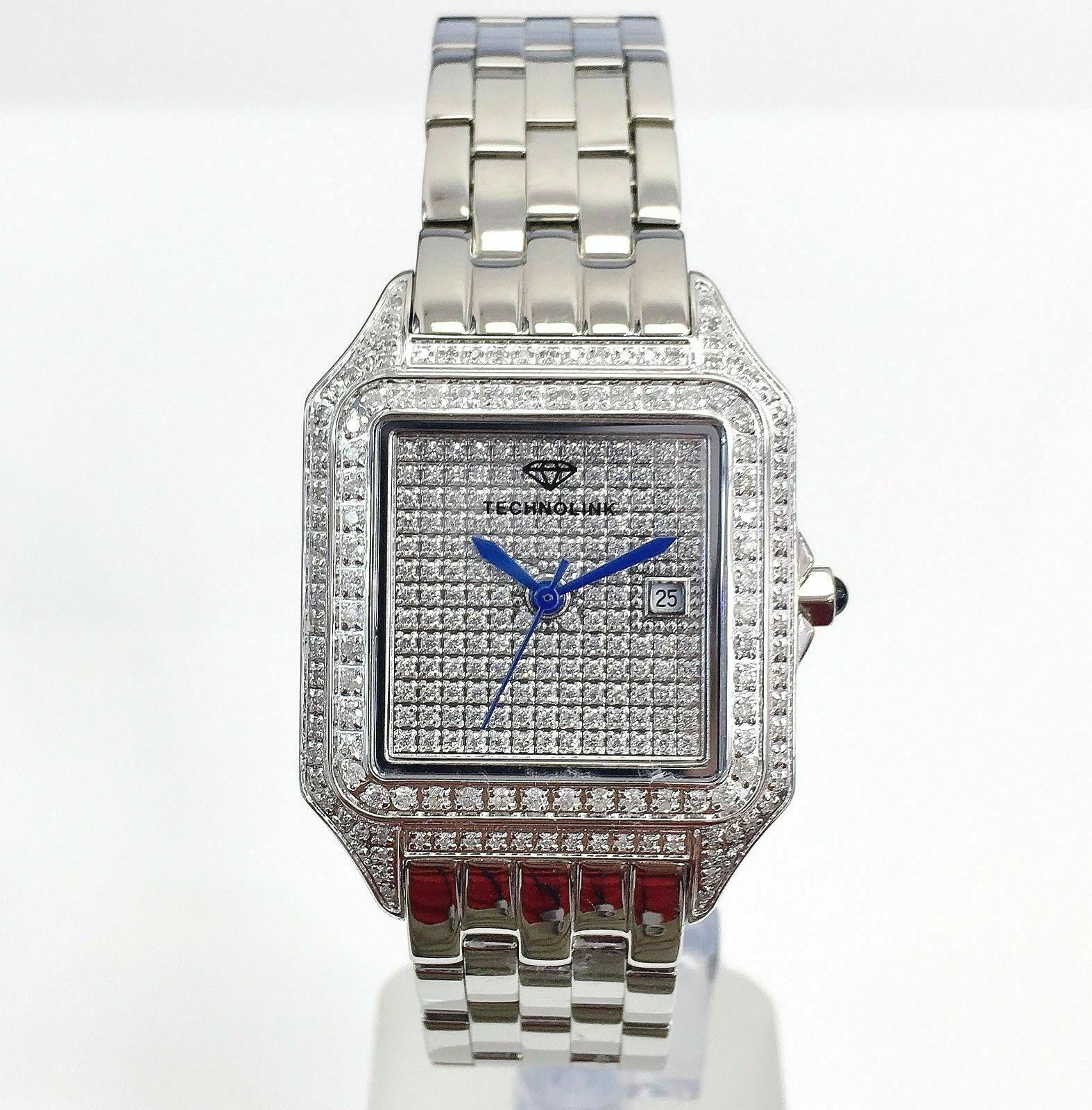 Techno Link 1.50 Carats t.w. Diamond Quartz Watch Stainless Steel New with Box