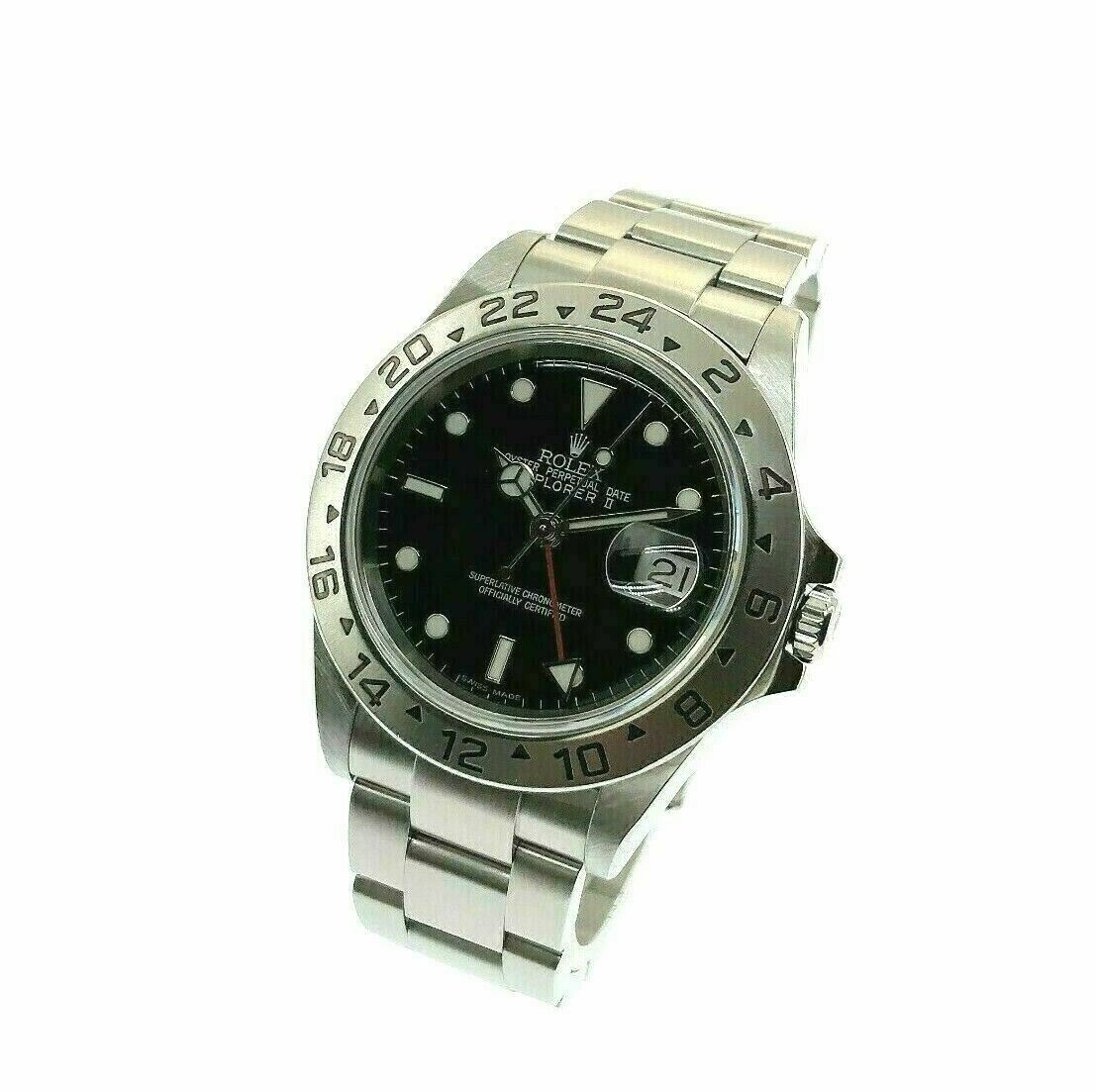Rolex 40MM Black Explorer II Stainless Steel Watch Ref # 16570 F Serial 2003