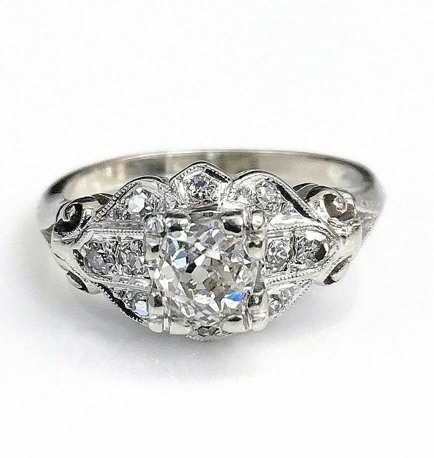 Antique Diamond Wedding Engagement Ring Circa 1950's 1.01 Carats t.w. 14K