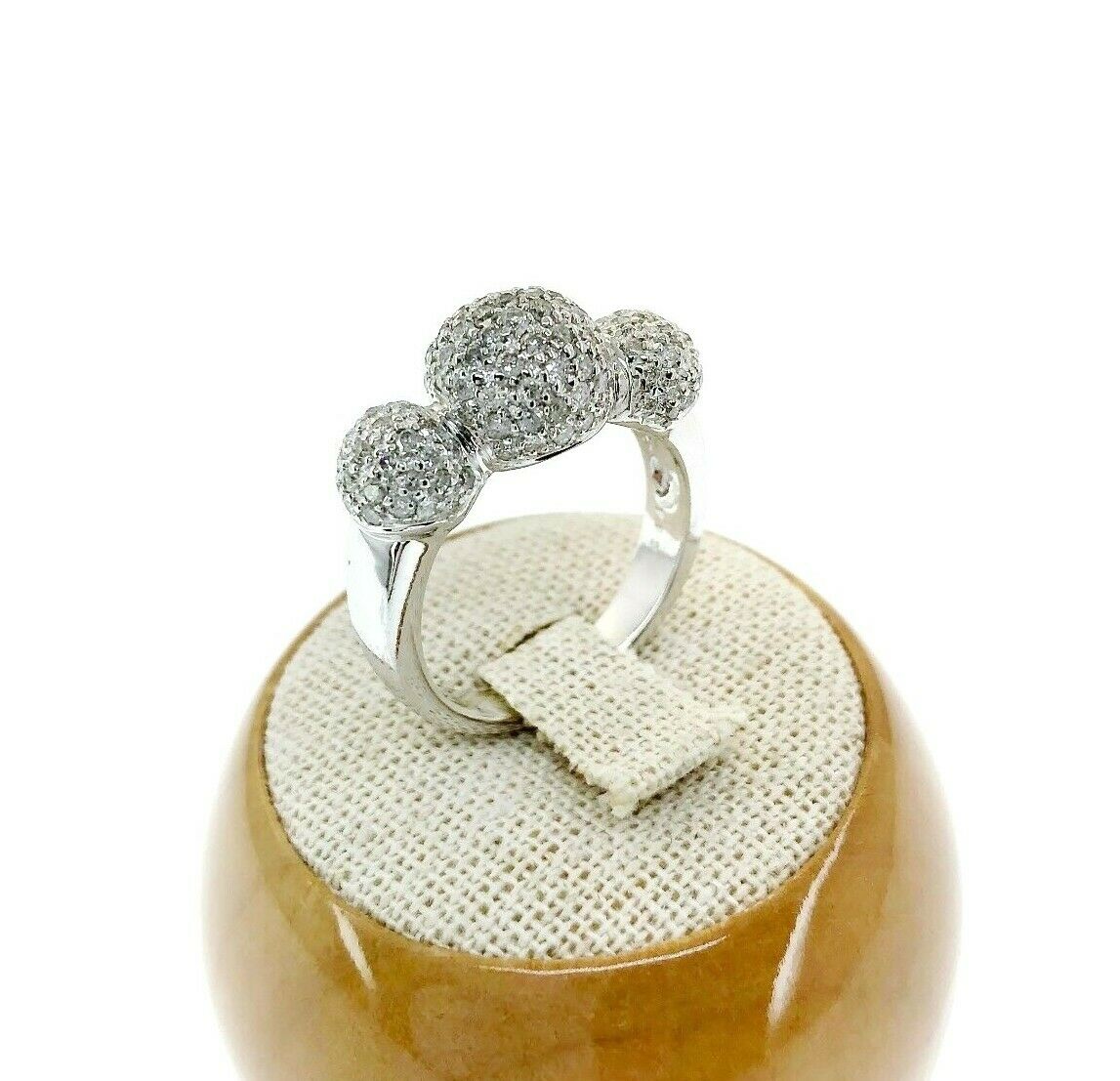 1.12 Carat t.w Puffed Ball Diamond Pave Wedding/Anniversary Ring 18K White Gold