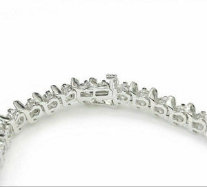 6.90 tcw Round Brilliant Diamond Tennis Bracelet in 14K White Gold Accent Set