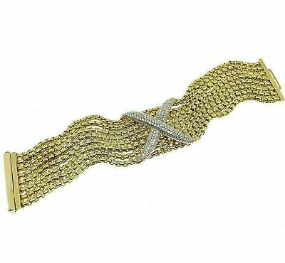 Estate 2.20 Carats David Yurman Diamond X Bracelet Solid 18K Gold 1.25 Inch Wide