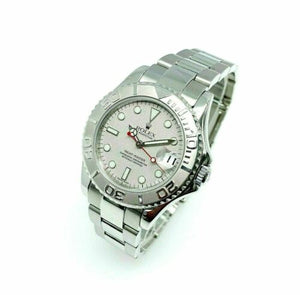 Rolex 35 MM Midsize Yacht-Master Platinum and Steel Watch Ref # 168622 BoxPapers