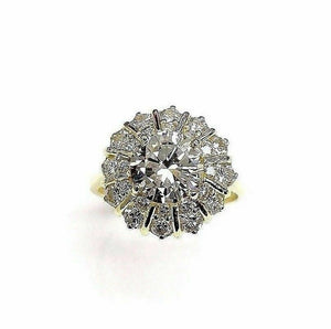 $27,000 Retail 2.37 Carats Diamond Wedding Ring 1.57 Carats EGLUSA GH VS1 Center