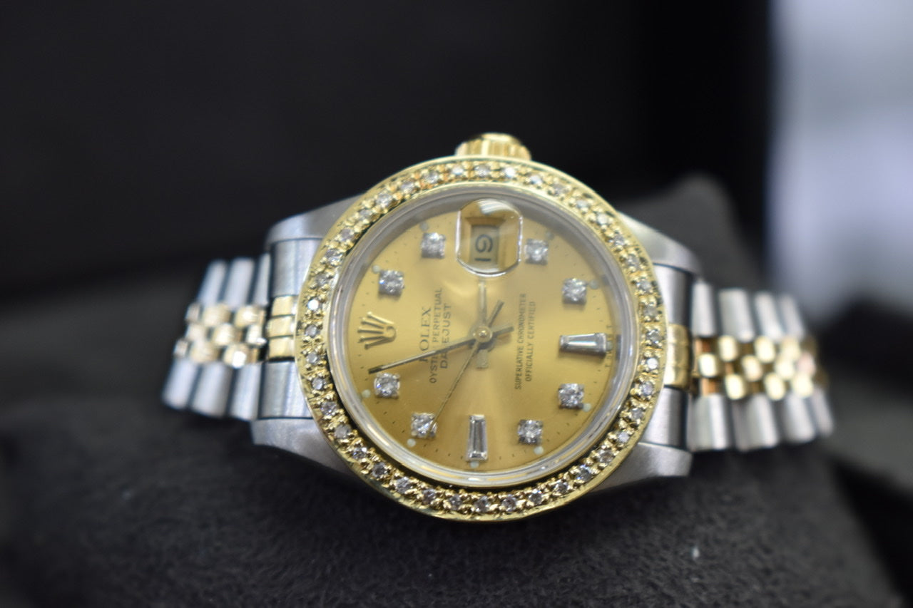 26 MM DateJust W/ Diamond Dial and Bezel TwoTone StainlessSteel/18K Yellow Gold