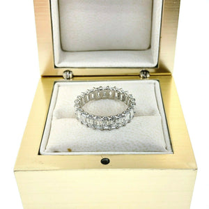 3.32 Carats Emerald Cut Diamond Eternity Band Ring Platinum 23 F- G VS Diamonds