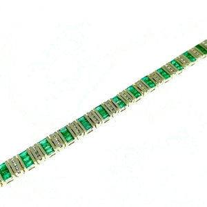 5.25 Carats t.w. Emerald and Round Diamond Tennis Bracelet 14K Yellow Gold 6MM