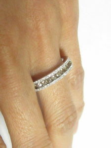 .82Ct Natural Fancy Intense Brown Diamond Half Eternity Ring Size 6.5 14k W-Gold