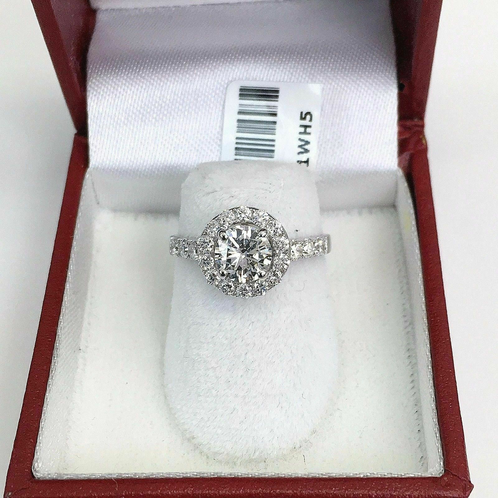 1.30 Carats t.w. Diamond Wedding/Engagement Halo Ring 0.69 Carat CenterDiamond
